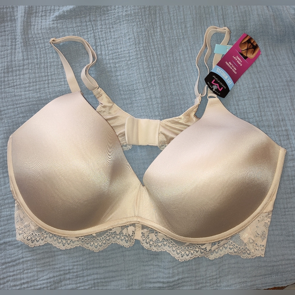 NWT Maidenform Bra Lift Wireless Open Modern Neckline 40C Nude Color New